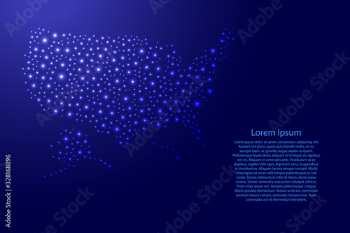 United States of America USA map from blue and glowing space stars abstract concept geometric shape. Vector illustration.