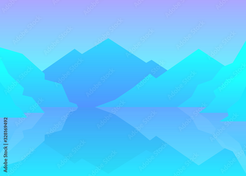Vector illustration. Winter landscape in flat minimalistic polygonal style. Mountains with snowfall, Iceberg in the ocean. Arctic background. Sunny daytime weather. Abstract landscape. Snow wallpaper Vector illustration. Winter landscape in flat minimalistic polygonal style. Mountains with snowfall, Iceberg in the ocean. Arctic background. Sunny daytime weather. Abstract landscape. Snow wallpaper