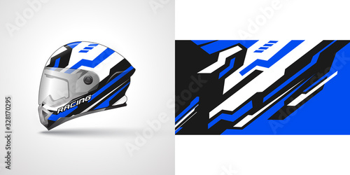 Racing helmet wrap decal and vinyl sticker design illustration.