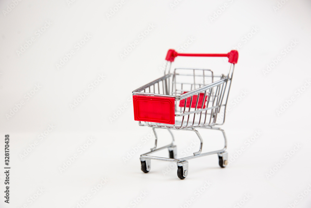 Shopping cart on a white background