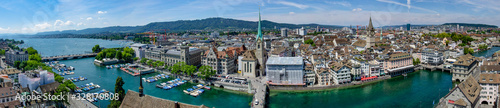 Panoramic view from Grossmünster, Zürich, Switzerland. 