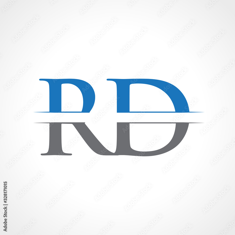 Abstract Letter RD Logo Design Vector Template. Creative Blue and Grey ...