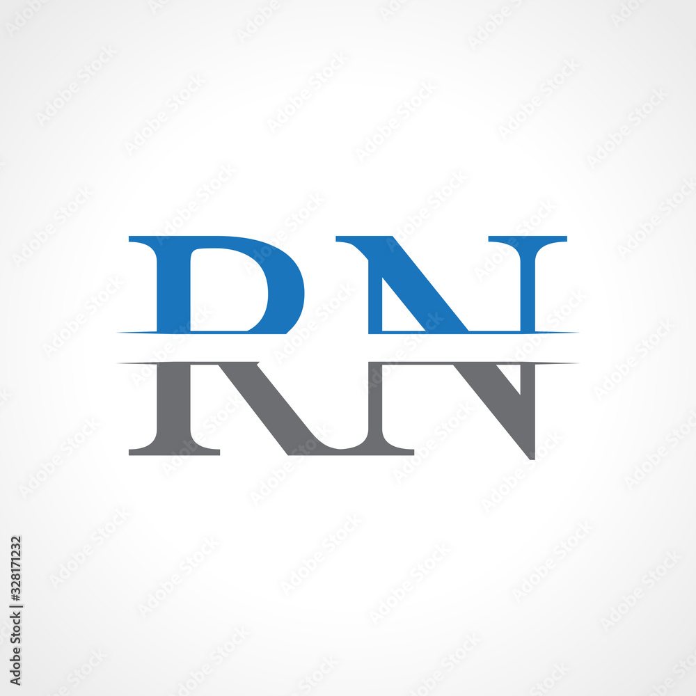 Abstract Letter RN Logo Design Vector Template. Creative Blue and Grey Colors RN Letter Logo Design Abstract Letter RN Logo Design Vector Template. Creative Blue and Grey Colors RN Letter Logo Design