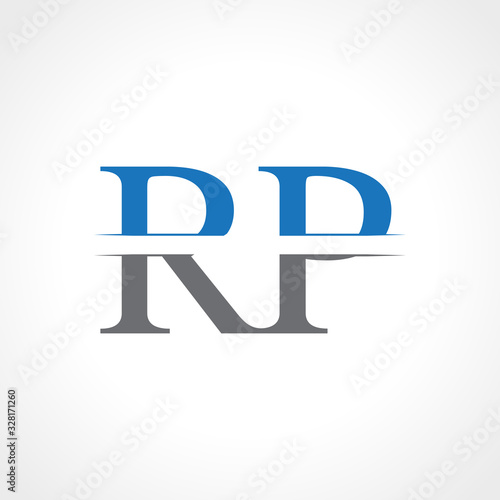 Abstract Letter RP Logo Design Vector Template. Creative Blue and Grey Colors RP Letter Logo Design