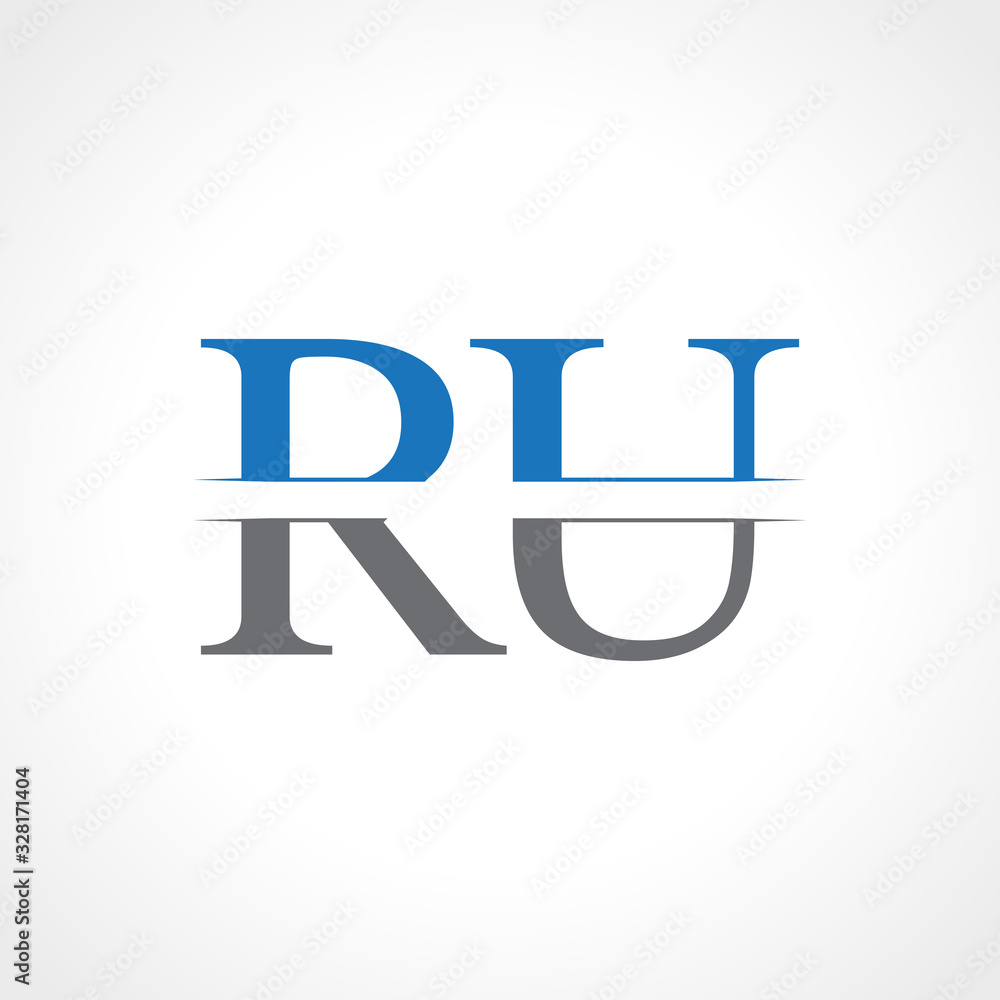 Abstract Letter RU Logo Design Vector Template. Creative Blue and Grey Colors RU Letter Logo Design Abstract Letter RU Logo Design Vector Template. Creative Blue and Grey Colors RU Letter Logo Design
