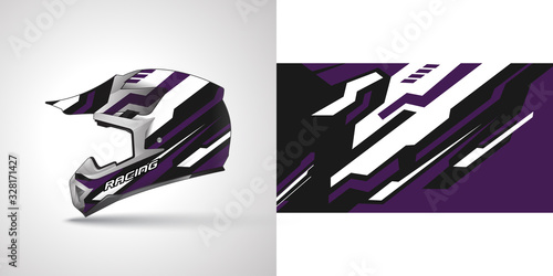 Racing helmet wrap decal and vinyl sticker design illustration.