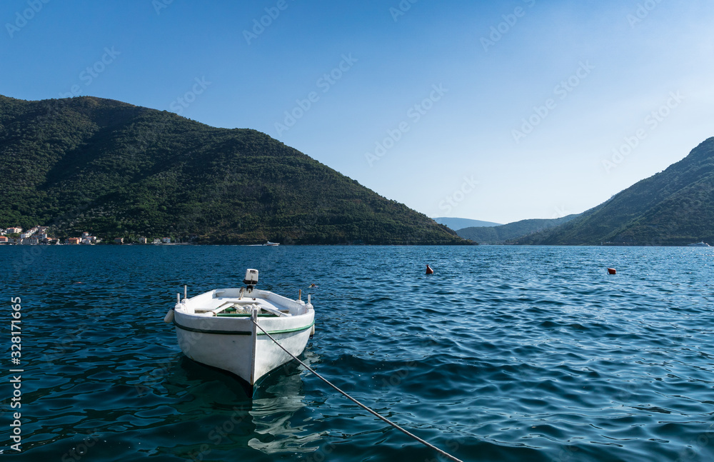 Perast. Boat in the Bay of Kotor. Montenegro.