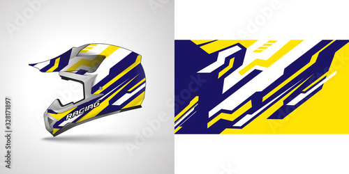 Racing helmet wrap decal and vinyl sticker design illustration.