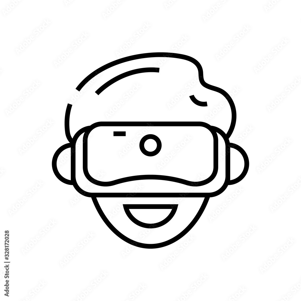 Virtual reality headset line icon, concept sign, outline vector illustration, linear symbol. Virtual reality headset line icon, concept sign, outline vector illustration, linear symbol.