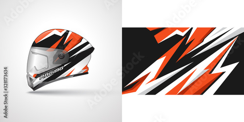 Racing helmet wrap decal and vinyl sticker design illustration.