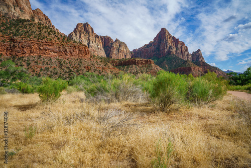 the watchman from parus trail in zion national park, usa