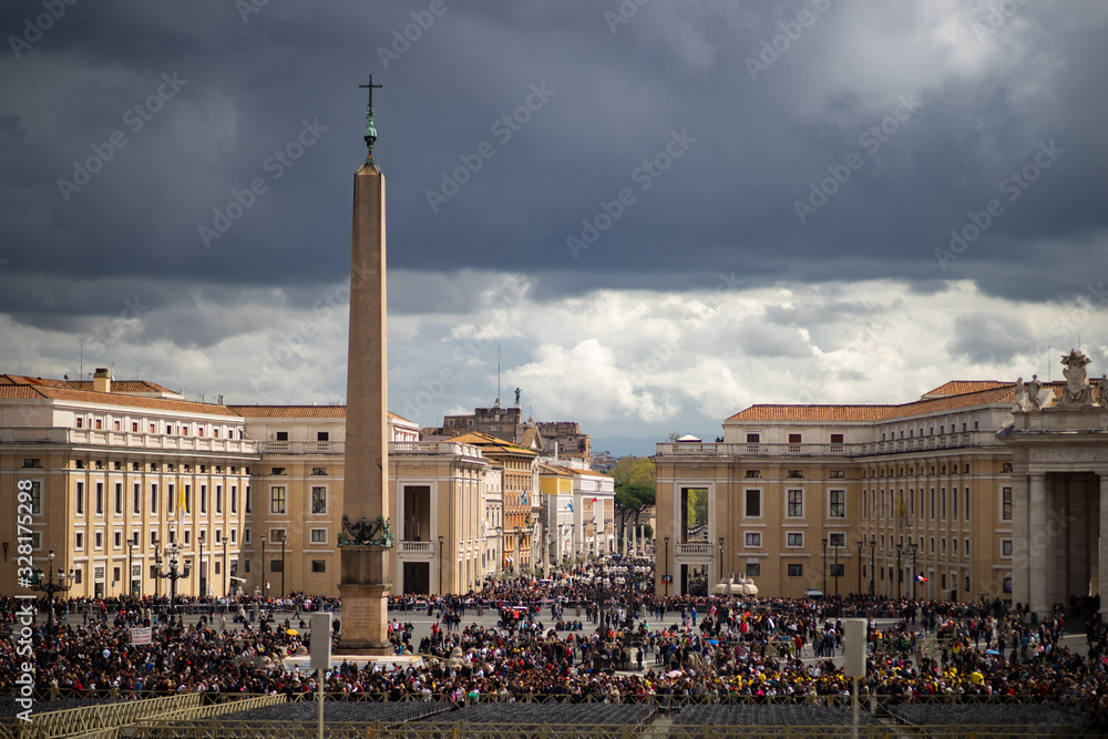 Saint Peter's Square with cloudy sky, Vatican, Rome