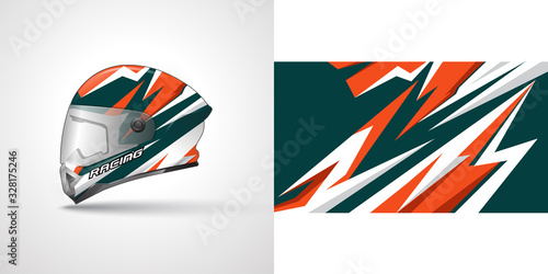 Racing helmet wrap decal and vinyl sticker design illustration.