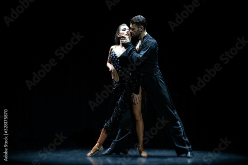 ballroom couple dancing isolated on black background