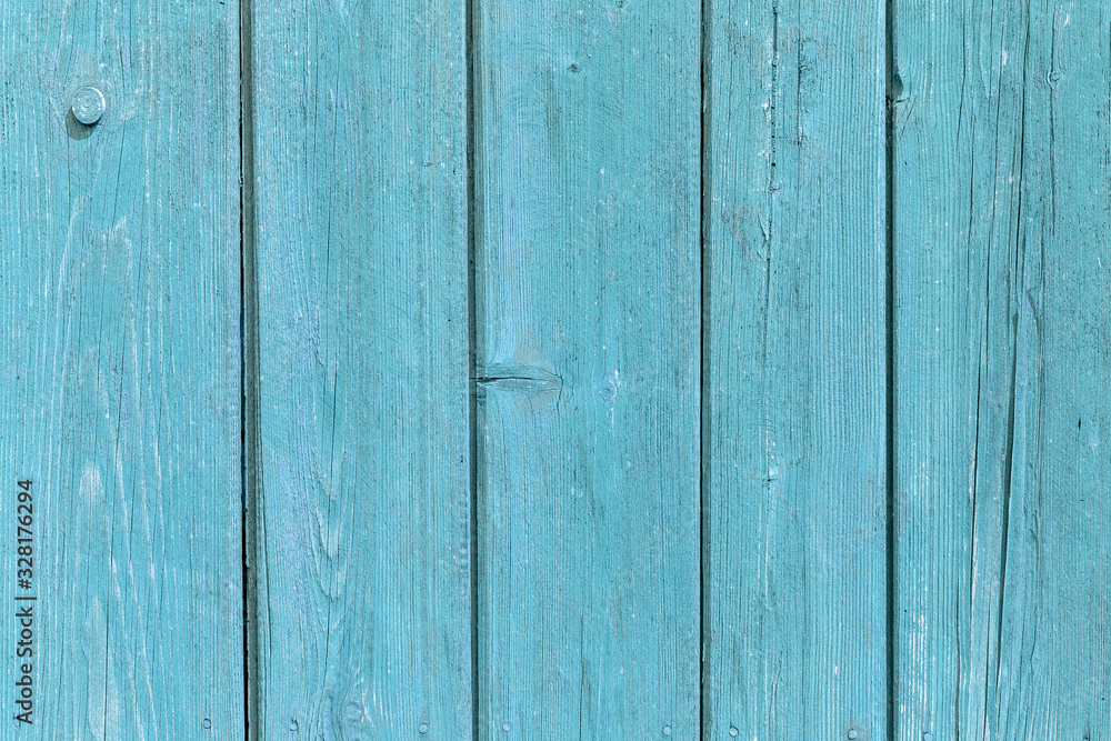 Fototapeta premium Old blue painted board with natural patterns