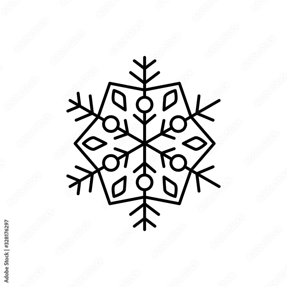 Snowflake icon. Simple line, outline vector flake of snow icons for ui and ux, website or mobile application