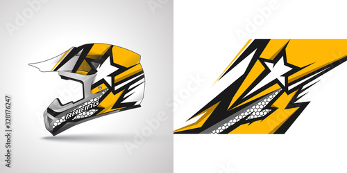 Racing helmet wrap decal and vinyl sticker design illustration.