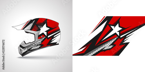 Racing helmet wrap decal and vinyl sticker design illustration.