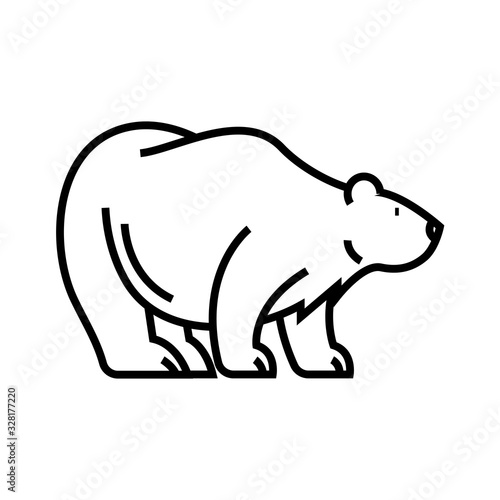 White bear line icon, concept sign, outline vector illustration, linear symbol.