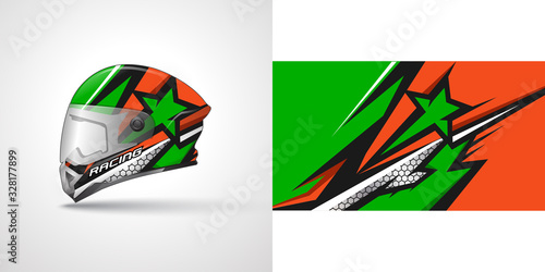 Racing helmet wrap decal and vinyl sticker design illustration.