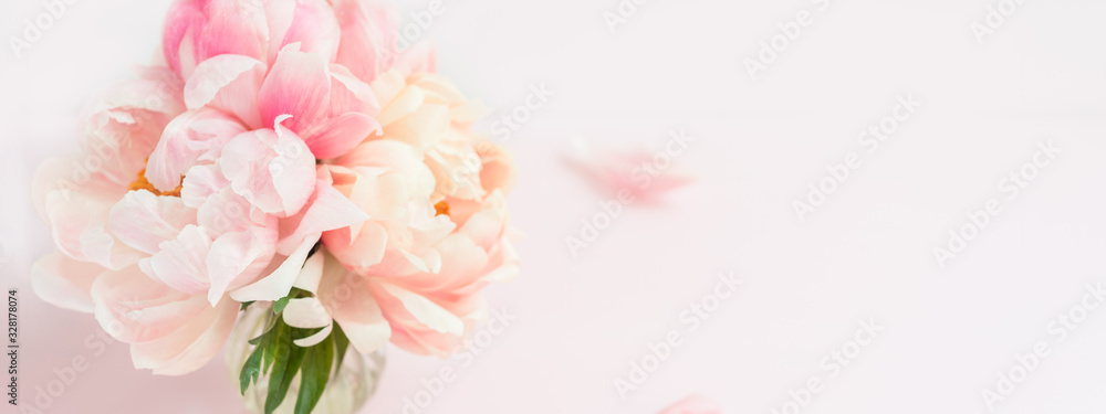 Fresh bunch of pink peonies and roses Fresh bunch of pink peonies and roses