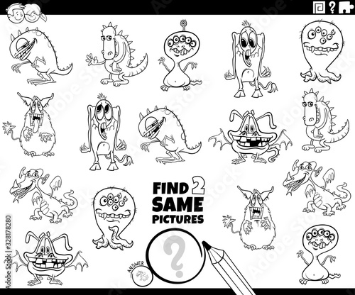 find two same monsters game color book page