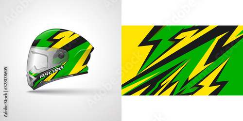 Racing helmet wrap decal and vinyl sticker design illustration.