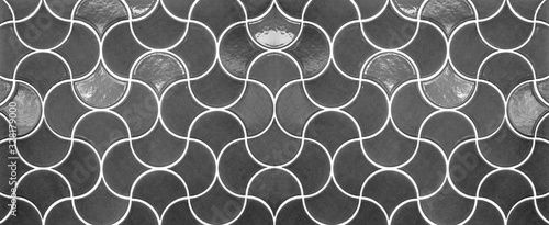 Retro vintage gray Fish scale tiles texture background banner panorama