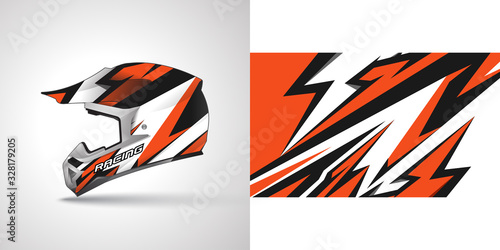 Racing helmet wrap decal and vinyl sticker design illustration.
