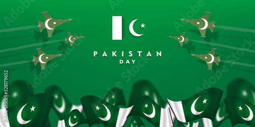 23rd of march pakistan national day celebration card, Happy Pakistan's Resolution Day 23rd March 1940. flag of pakistan brush design Vector Illustration	