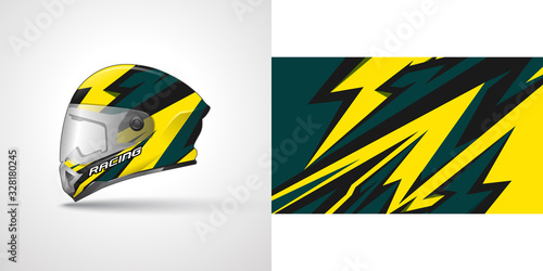Racing helmet wrap decal and vinyl sticker design illustration.
