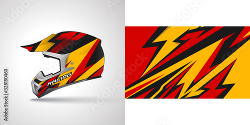 Racing helmet wrap decal and vinyl sticker design illustration.