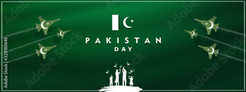 23rd of march pakistan national day celebration card, Happy Pakistan's Resolution Day 23rd March 1940. flag of pakistan brush design Vector Illustration	