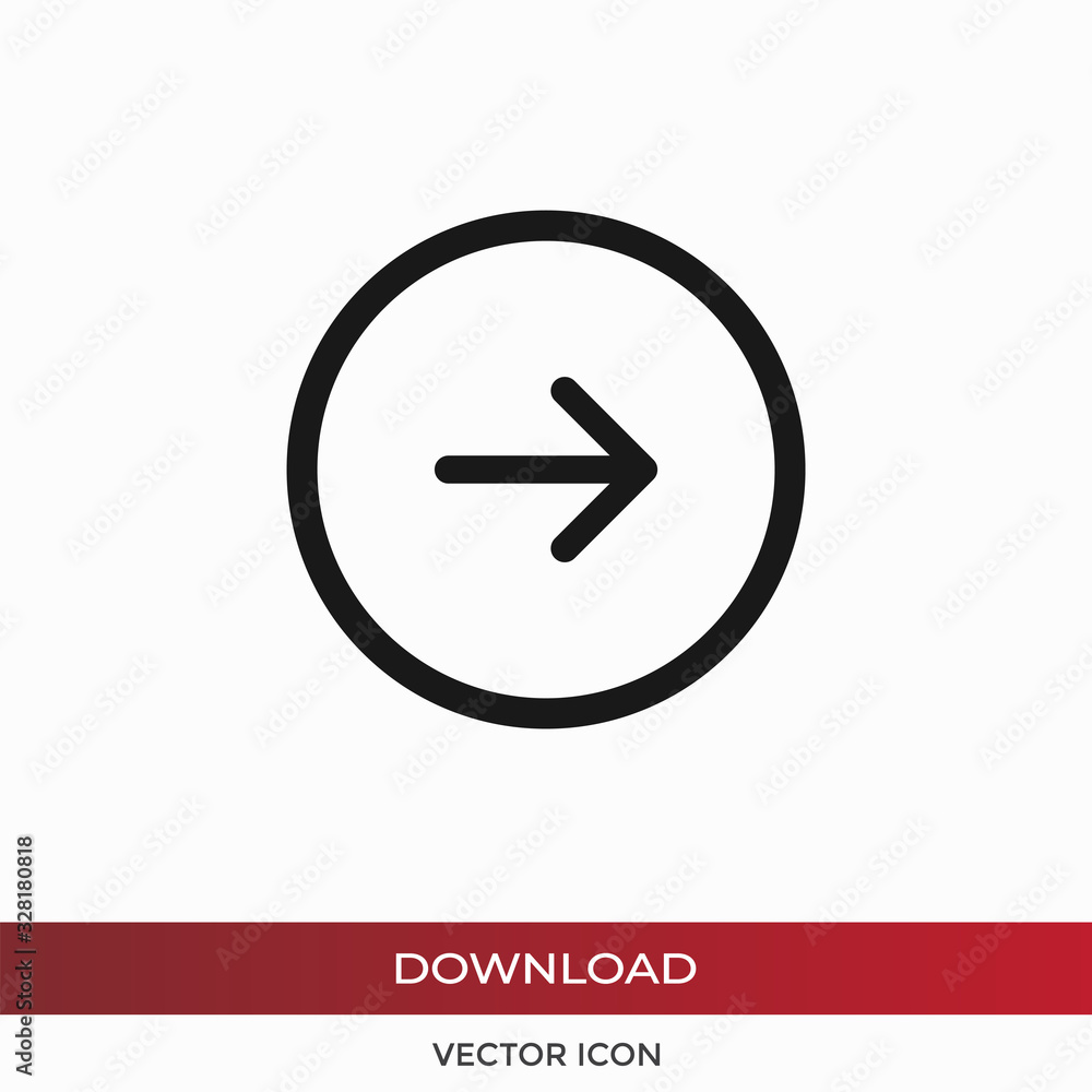 Right arrow, Next button vector icon in modern design style for web site and mobile app Right arrow, Next button vector icon in modern design style for web site and mobile app