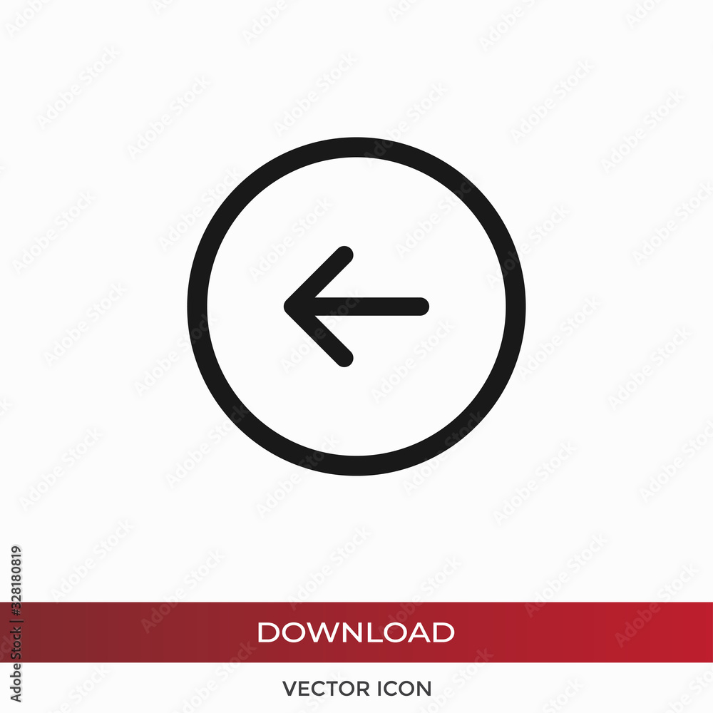 Left arrow, Back button vector icon in modern design style for web site and mobile app Left arrow, Back button vector icon in modern design style for web site and mobile app