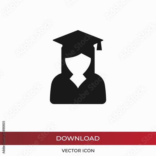 Female graduate student vector icon in modern design style for web site and mobile app