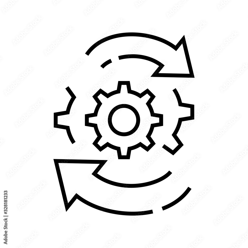 Working mechanism line icon, concept sign, outline vector illustration, linear symbol. Working mechanism line icon, concept sign, outline vector illustration, linear symbol.