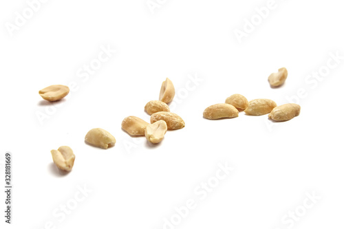 Roasted peanuts, salted beer snack, group, isolated