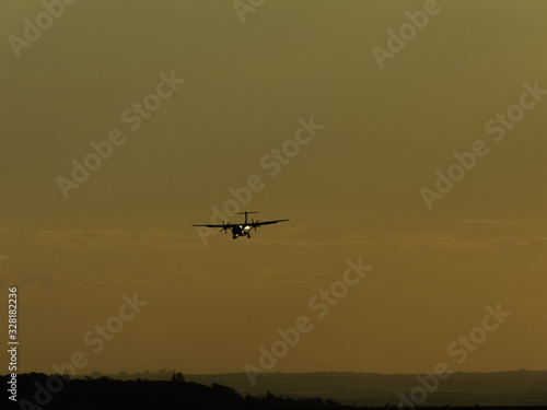 Maring    Paran    Brasil - 01 03 2020  Blue company plane landing at maring   airport