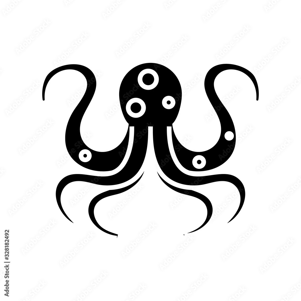 Octupus black icon, concept illustration, vector flat symbol, glyph sign.
