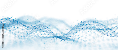Abstract digital background. Network connection structure. Big data. Futuristic abstract wave. 3D rendering.