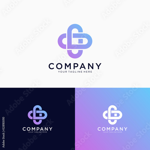 Cross and love logo template, medical hospital logo template design emblem modern gradient vector illustration logo template