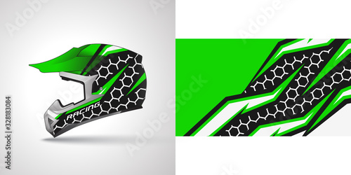 Racing helmet wrap decal and vinyl sticker design illustration.