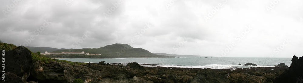 Storm view of the coast landscape of Kenting