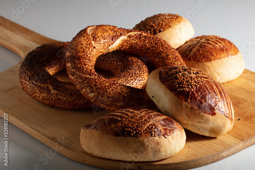 Turkish pastry product , tasty pogaca, karakoy,simit