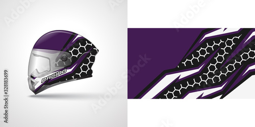 Racing helmet wrap decal and vinyl sticker design illustration.