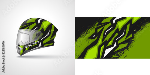 Racing helmet wrap decal and vinyl sticker design illustration.
