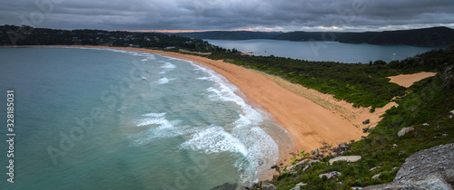 Panorama photo of Palm Beach at sunset