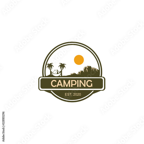 Logo for Camping Mountain Adventure, Mountain Camping Gift, Camping and outdoor adventure emblems