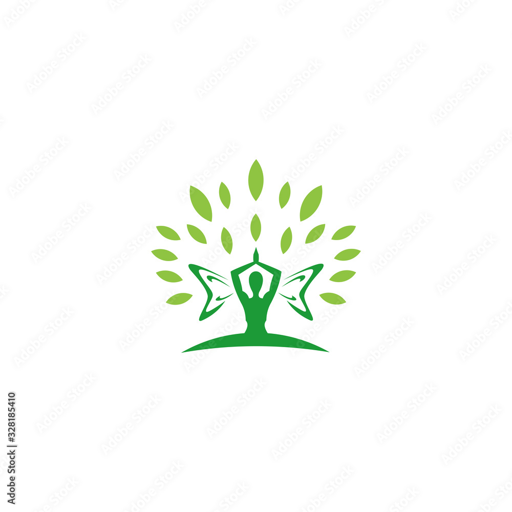 Vector illustration with female silhouette in meditating pose, Health Spa Meditation Harmony Logotype concept. Vector illustration with female silhouette in meditating pose, Health Spa Meditation Harmony Logotype concept.